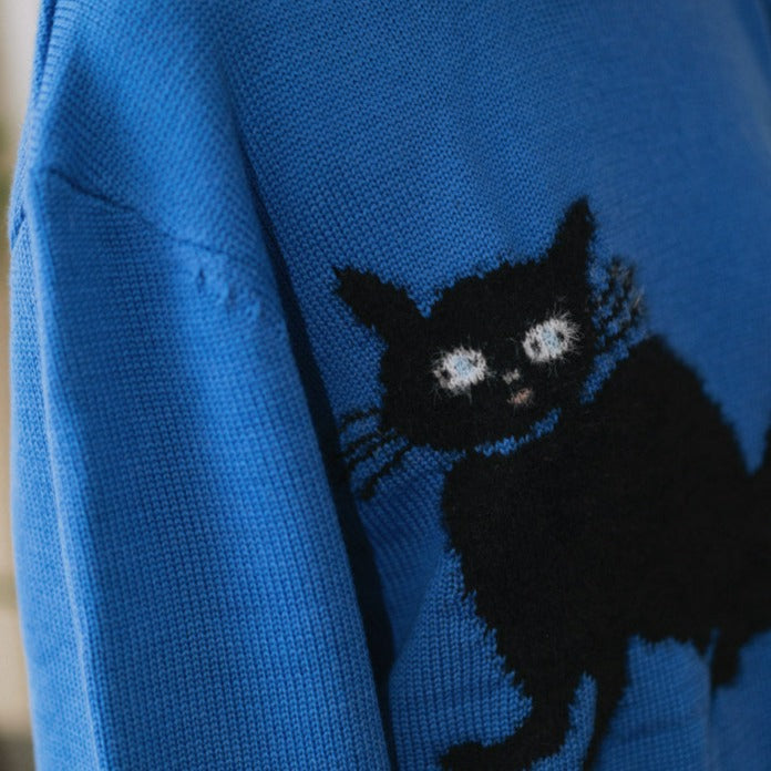 【SS073】猫柄ウォームセーター